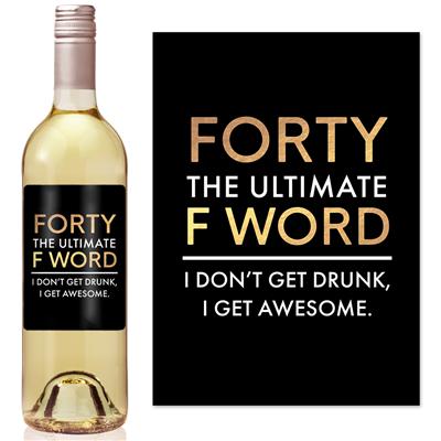 Forty F Word Birthday Wine Label