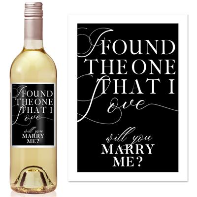 Found My Love Proposal Black Wine Label