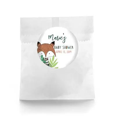 Fox Adventure Baby Shower Favor Labels