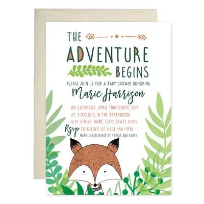 Fox Adventure Baby Shower Invitations