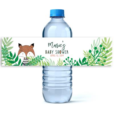 Fox Adventure Baby Shower Water Bottle Labels
