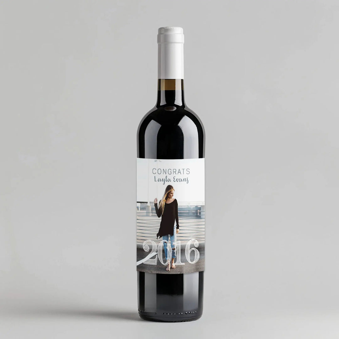 Full Photo Graduation Wine Label iCustomLabel