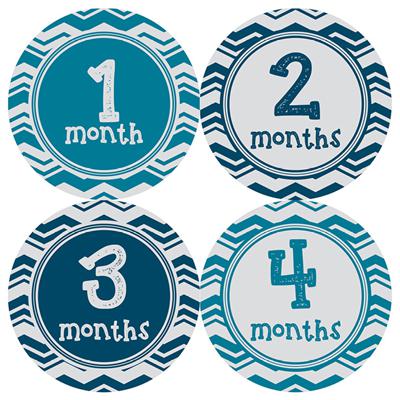 Fun Chevron Boy Baby Month Stickers