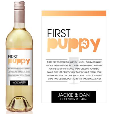 Fun Font Puppy Milestone Wine Label