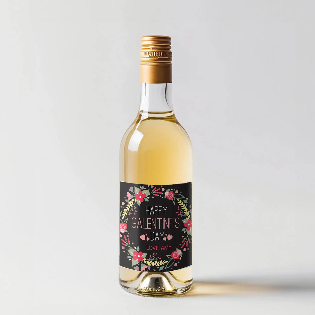 Galentines Floral Mini Wine Label iCustomLabel