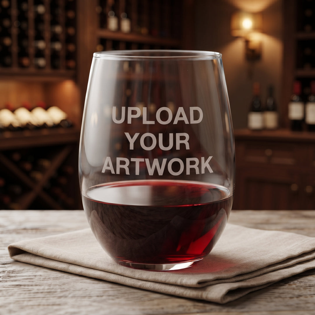 Create Your Own 15oz Stemless Wine Glass – Custom Laser Etched Design
