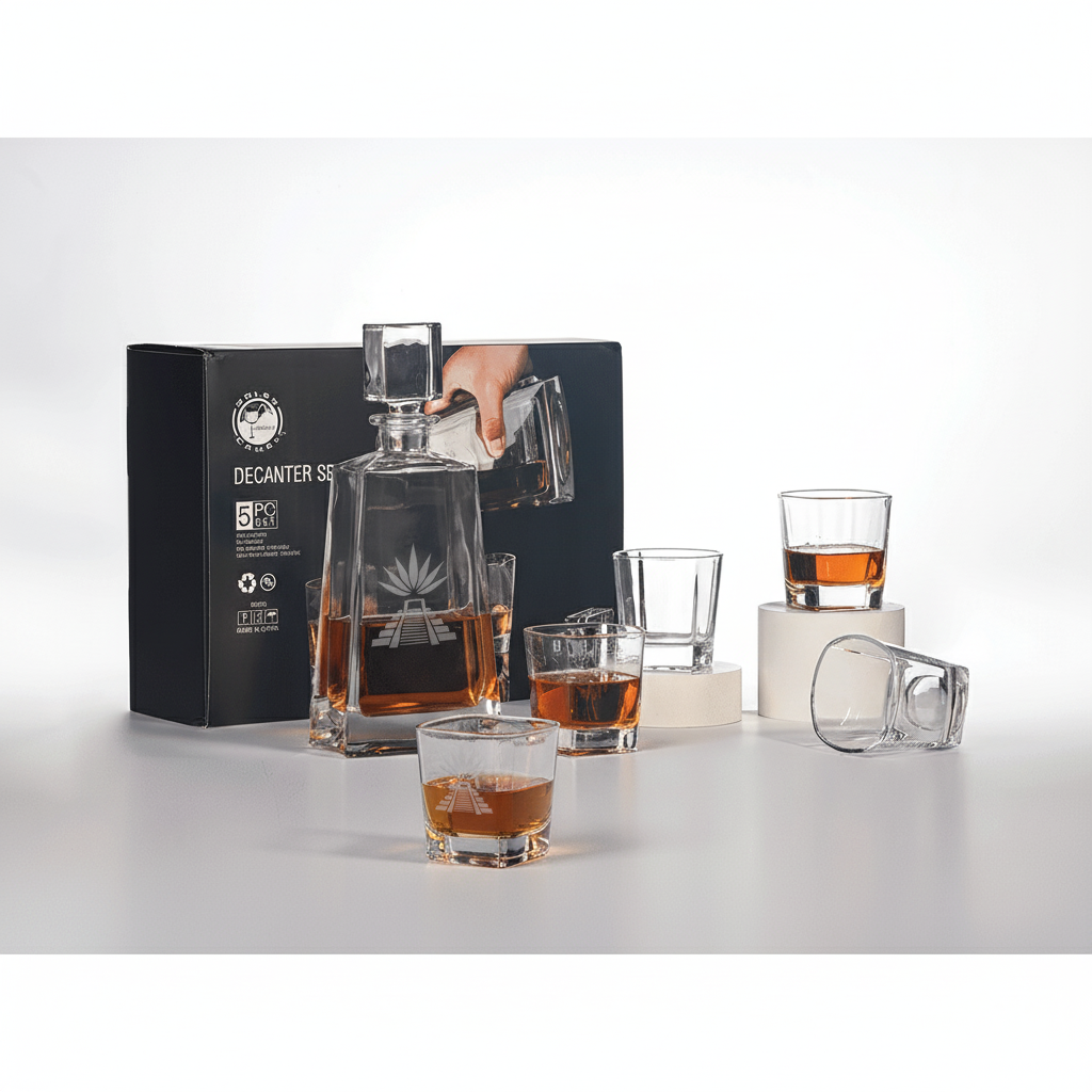 Tequila Decanter Gift Set with 4 Shot Glasses – Custom Engraved