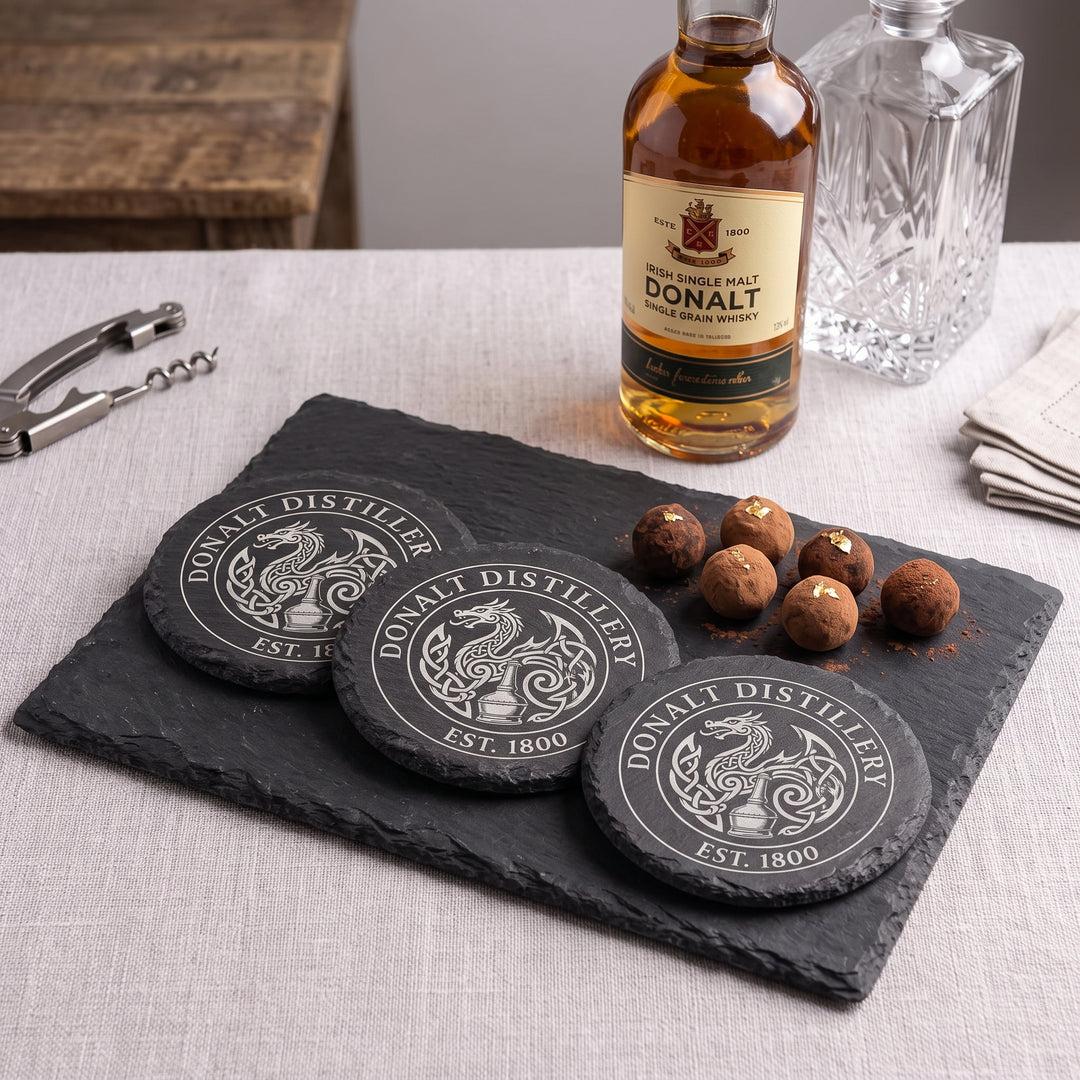 Custom Logo Slate Coaster – Corporate Gift & Branded Swag