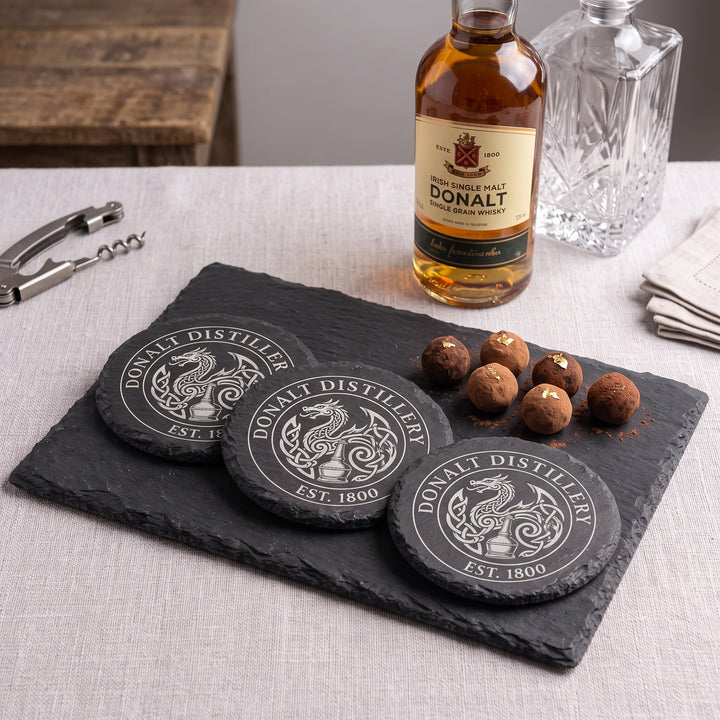 Custom Logo Slate Coaster – Corporate Gift & Branded Swag