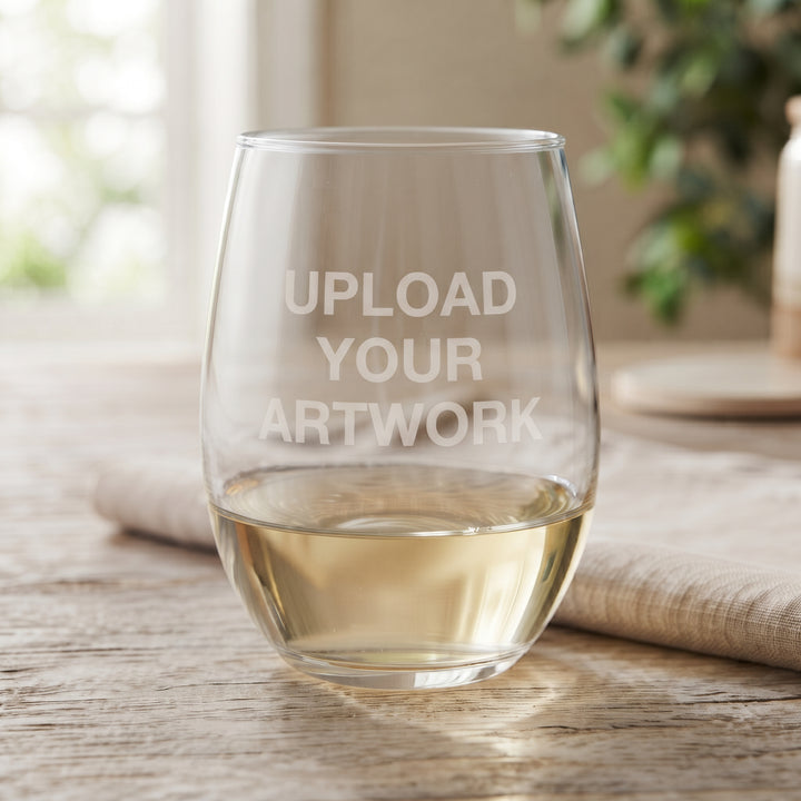 Create Your Own 9oz Stemless Wine Glass – Custom Laser Etched Design