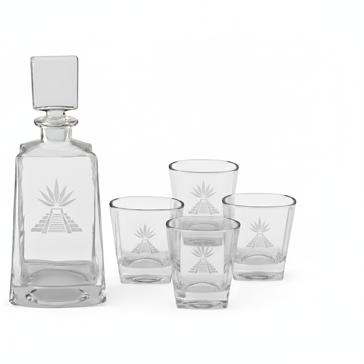 Tequila Decanter Gift Set with 4 Shot Glasses – Custom Engraved