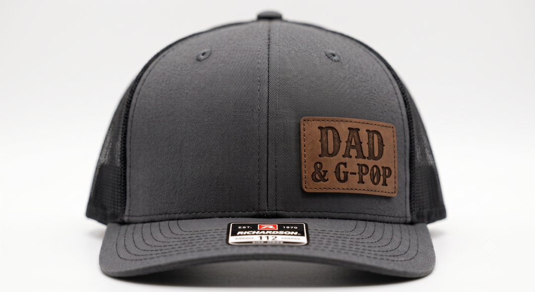 Dad & G-Pop Leather Patch Trucker Hat | Black Snapback Cap