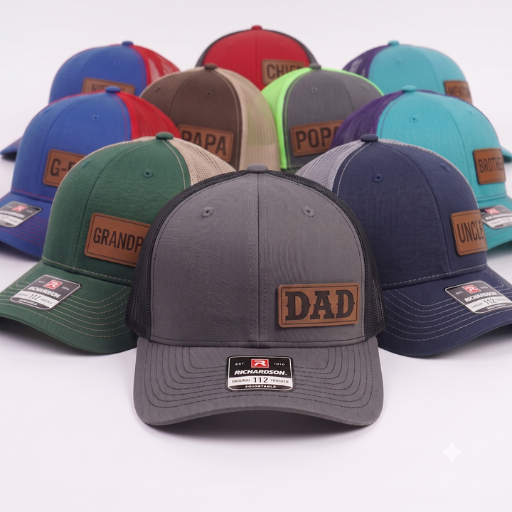 Dad Hat Leather Patch Trucker Cap | Black Snapback for Dad