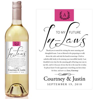 Gifts for In Laws from Bride Monogram Wine Label