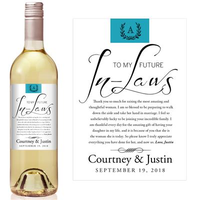 Gifts for In Laws from Groom Monogram Wine Label