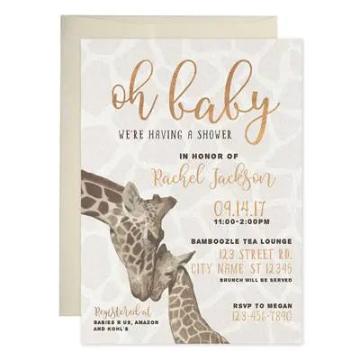 Giraffe Baby Shower Invitations