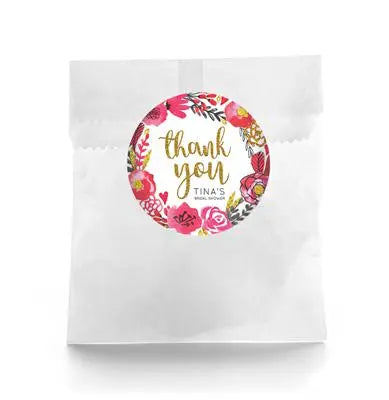 Glitter Flowers Bridal Shower Favor Labels