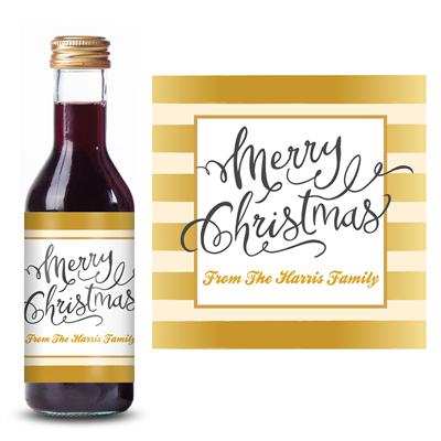 Gold Christmas Mini Wine Label