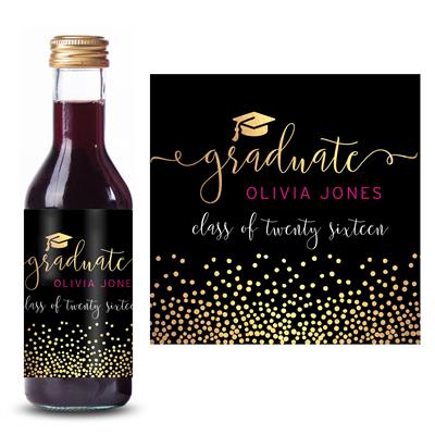 Gold Confetti Graduation Mini Wine Label