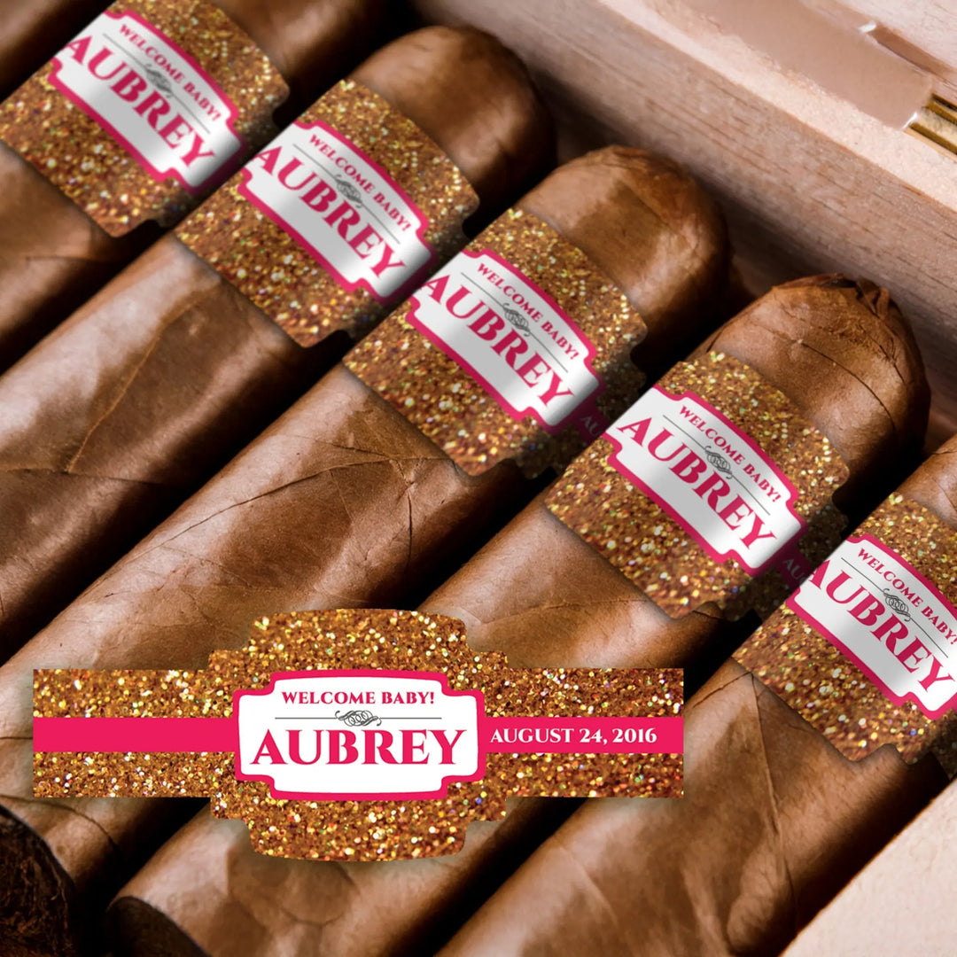 Gold Glitter Baby Shower Cigar Bands - iCustomLabel