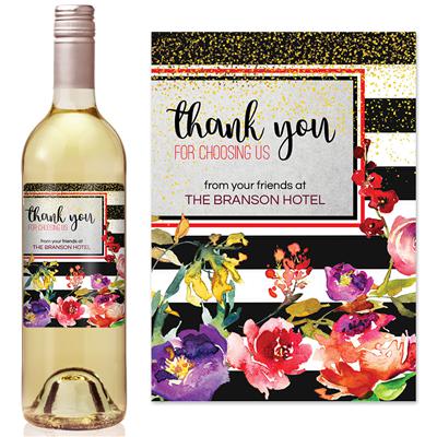 Gold Glitter Thank You Wine Label