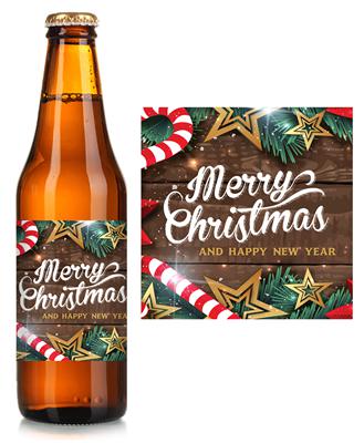 Gold Stars Christmas Beer Label