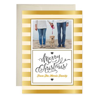 Gold Stripes Holiday Cards