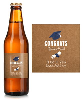 Grad Cap Graduation Beer Label