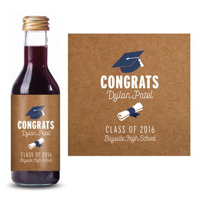 Grad Cap Graduation Mini Wine Label