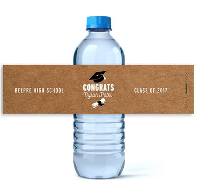 Grad Cap Graduation Water Bottle Labels