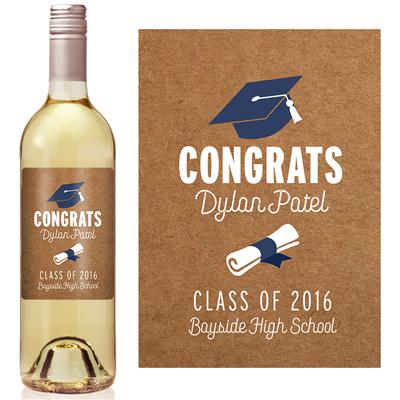 Grad Cap Graduation Wine Label