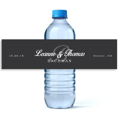Gray Monogram Water Bottle Labels