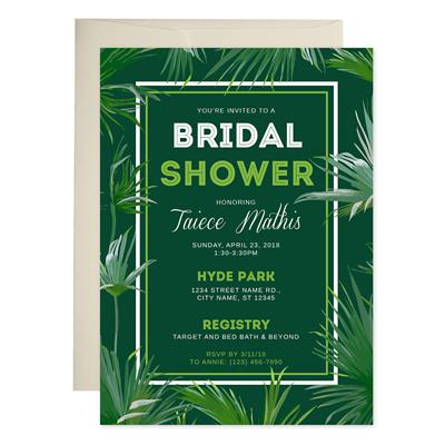 Green Tropical Bridal Shower Invitations