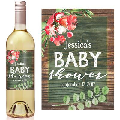 Green Wood Baby Shower Wine Label