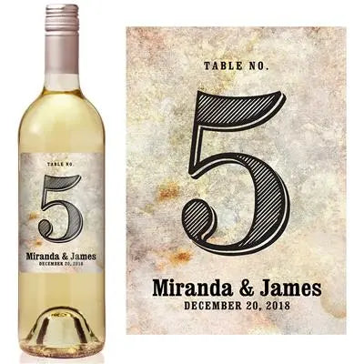 Grunge Table Number Wine Label