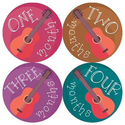 Guitar Girl Baby Month Stickers