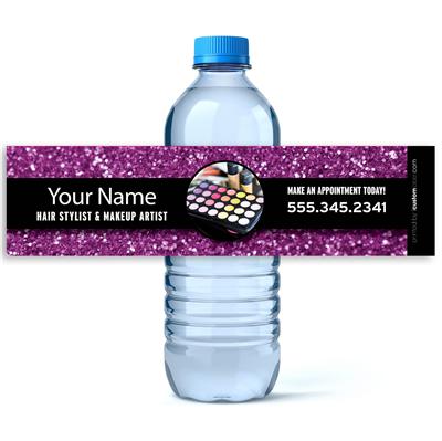 Hairstylist Glitter Water Bottle Labels