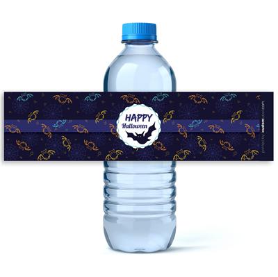 Halloween Bats Water Bottle Labels