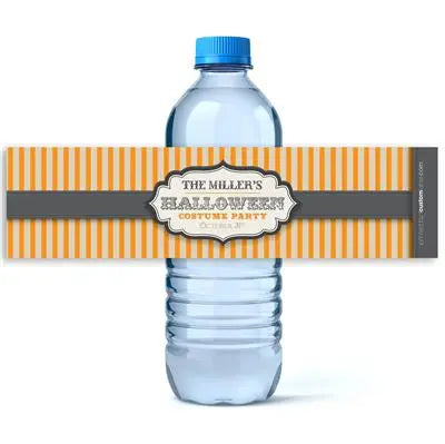 Halloween Pin Stripe Water Bottle Labels