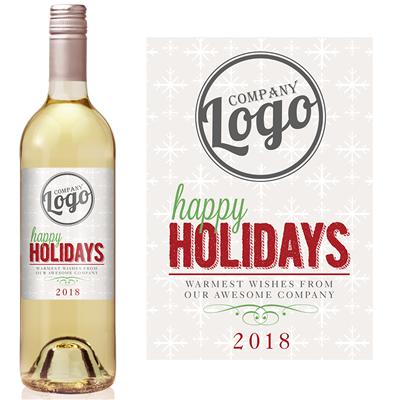 Happy Holidays Frame Business Wine Label