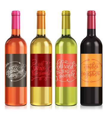 Happy Thanksgiving Wine Label Set