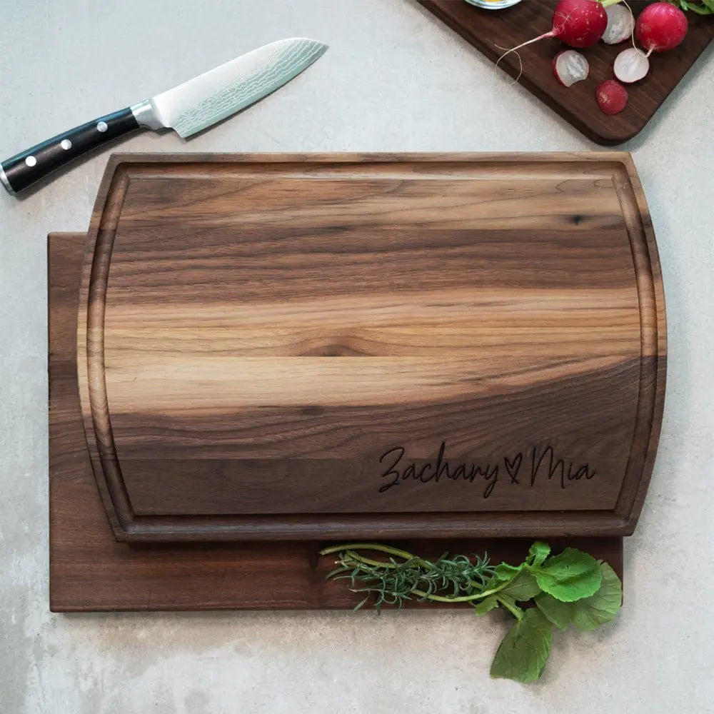 Heart and Hesterica Cutting Board With Juice Groove