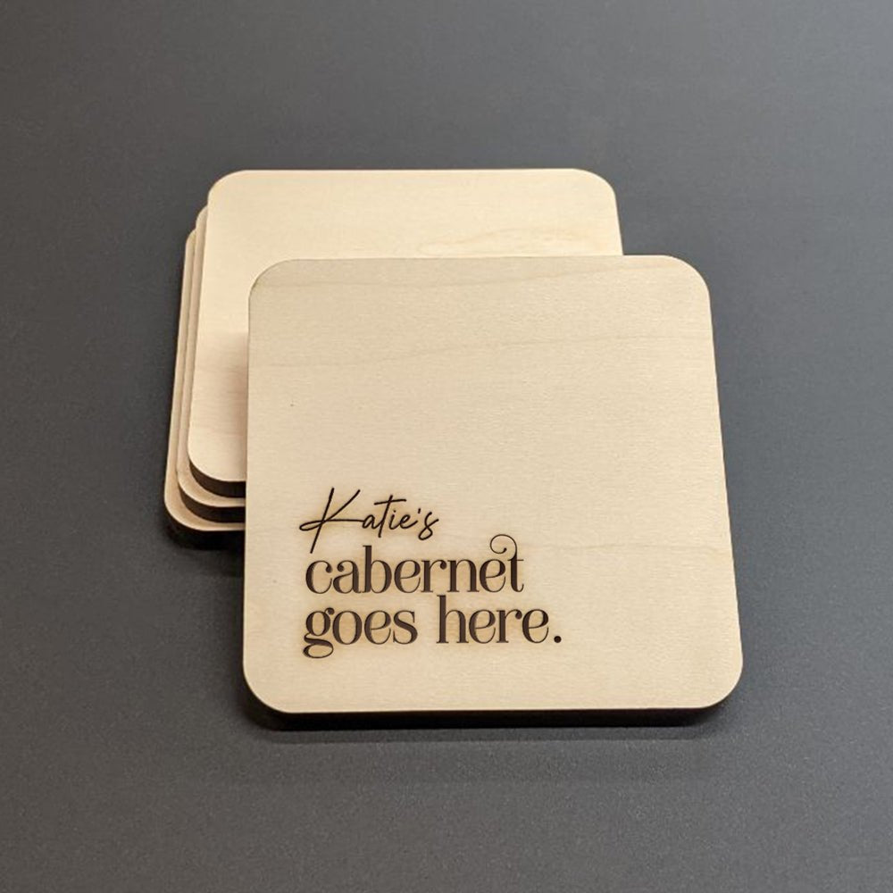 Her Drink Goes Here Wood Coasters