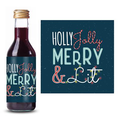 Holly Jolly Christmas Mini Wine Label