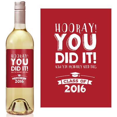 Hooray Graduation Wine Label