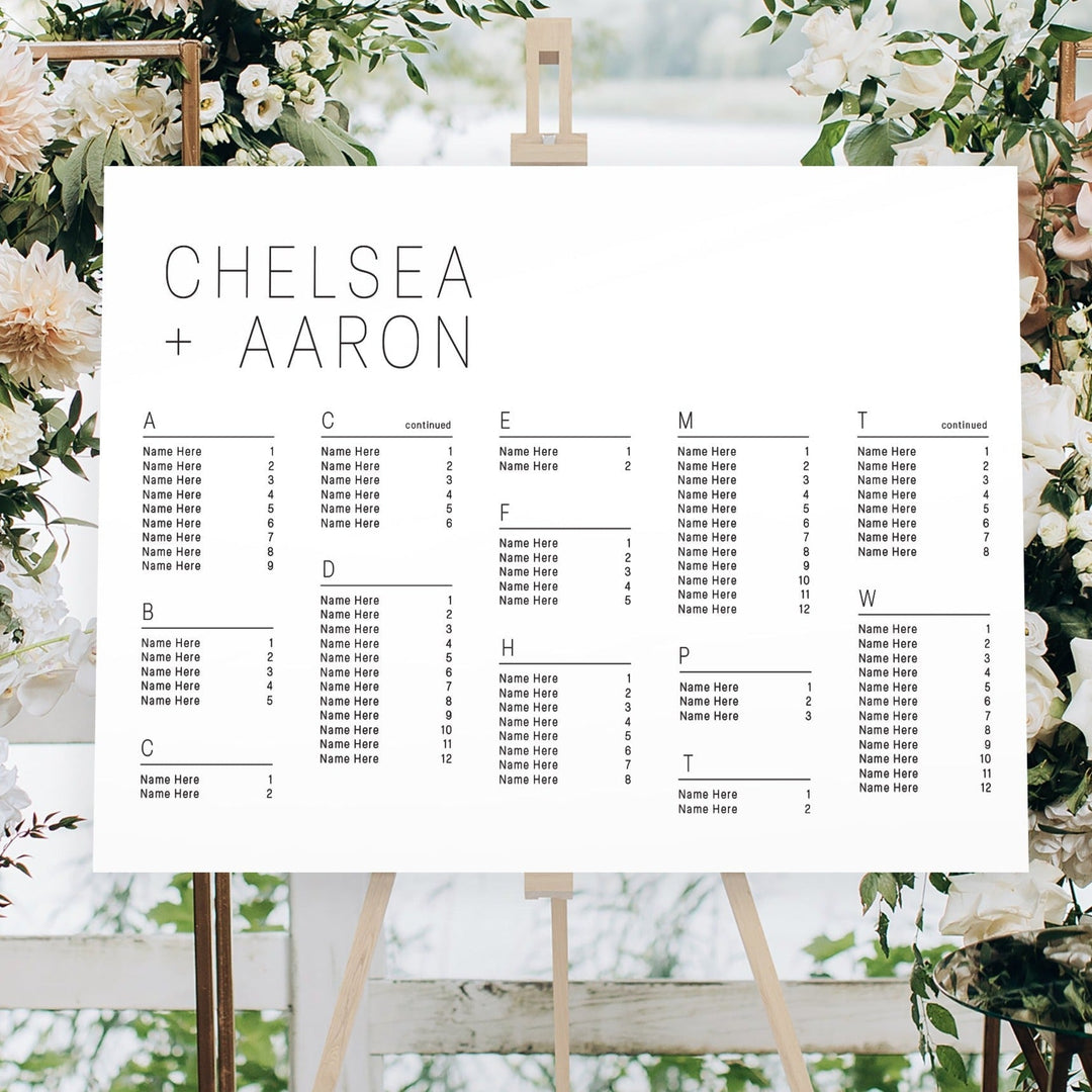 Horizontal Wedding Seating Chart