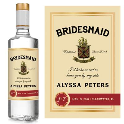 Jameson Bridesmaid Liquor Label