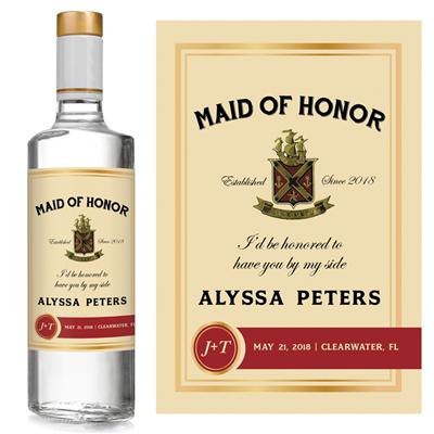 Jameson Maid of Honor Liquor Label
