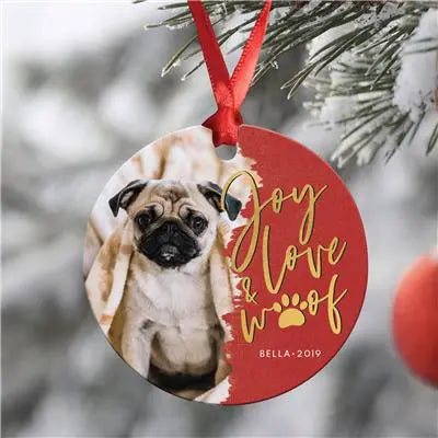 Joy Love Woof Christmas Ornament