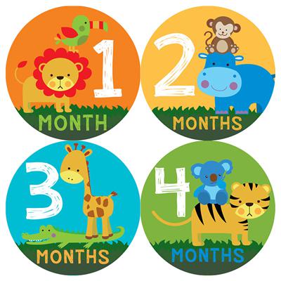Jungle Safari Baby Month Stickers